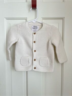Cream Knit Fred & Flo Button-Front Baby Cardigan